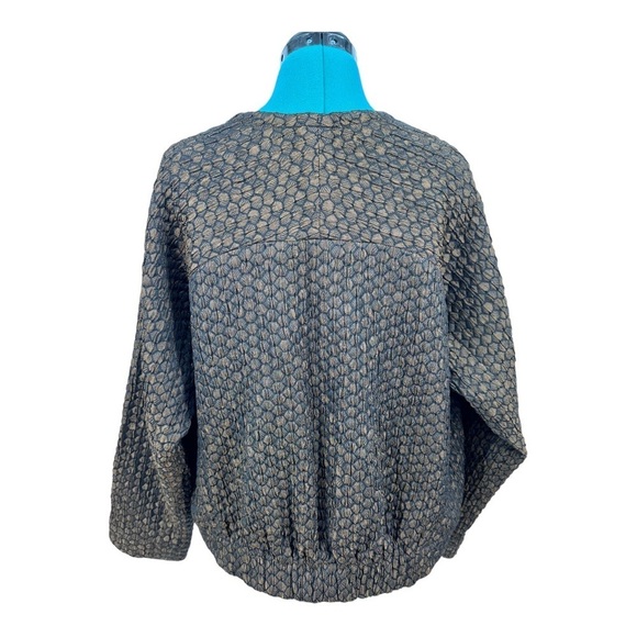 Zero + Maria Cornejo LEO EVE SMOCKED BOMBER TEXTURED JACKET IN BLACK/ BRONZE - Picture 9 of 13